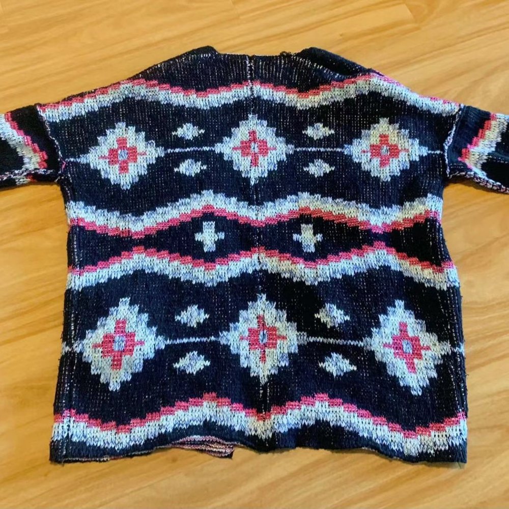 Maori Jacquard Knit Oversized Long Cardigan Overcoat - Picture 8 of 9